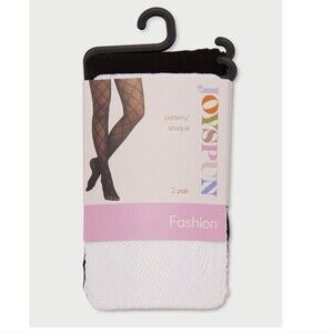 Joyspun Women's Lace and Opaque Tights, 2-Pack, Sizes XXL